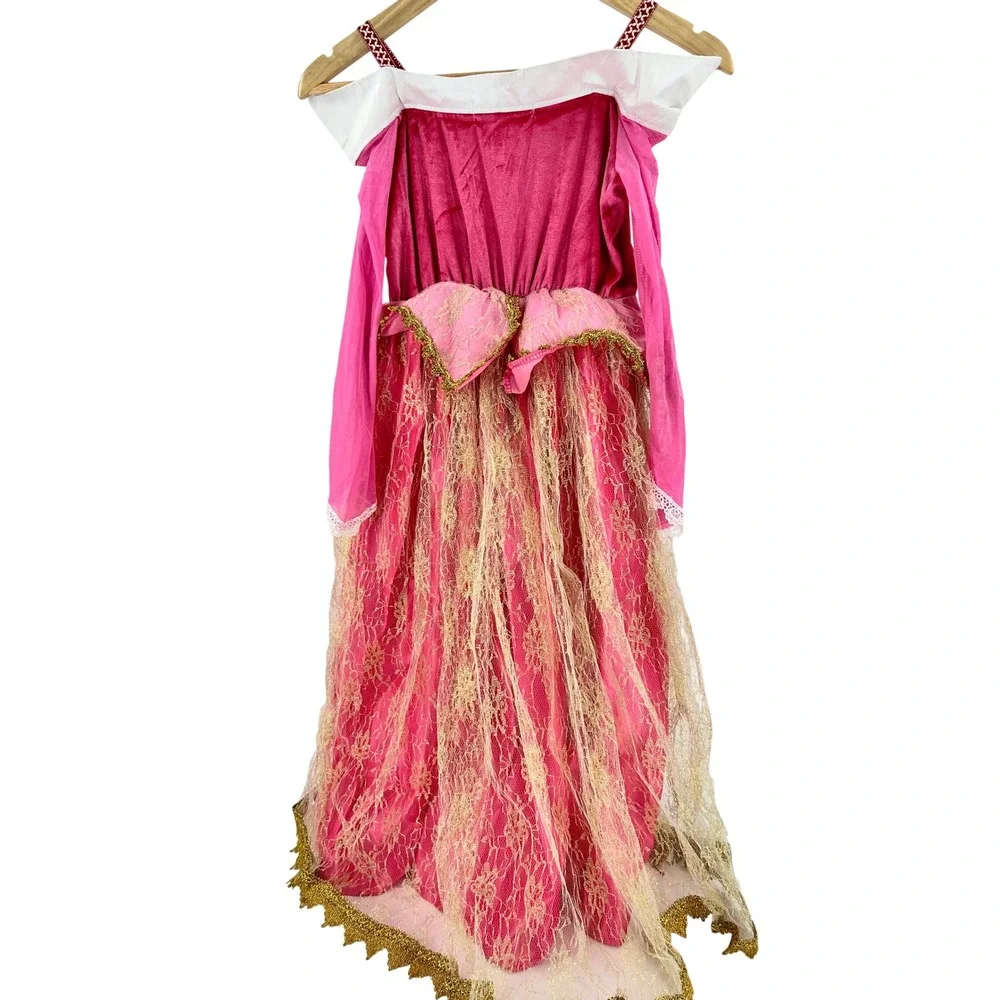 Pink Princess Costume Set Kids Dress Up Gown with Accessories size 8-10